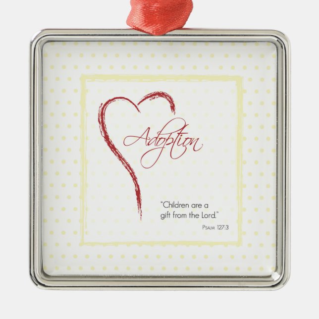 Adorno Metálico Adopción, puntos religiosos, amarillos con corazón (Frente)