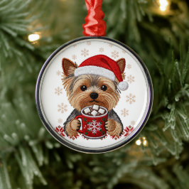 Adorno Metálico Adorable Christmas Yorkshire Terrier