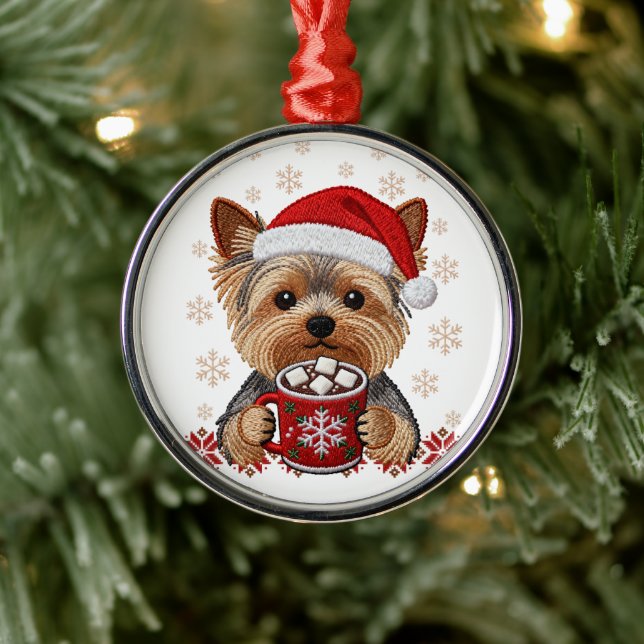Adorno Metálico Adorable Christmas Yorkshire Terrier (Árbol)