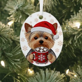 Adorno Metálico Adorable Christmas Yorkshire Terrier