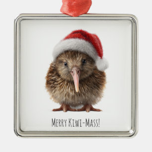 Adorno Metálico Adorable kiwi de Navidad personalizado