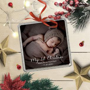 Adorno Metálico Adorable Mi Primer Navidad Foto de Recién Nacido