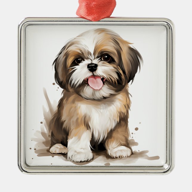 ADORNO METÁLICO ADORABLE PEQUEÑO SHIH TZU PUPPG PERRO (Frente)