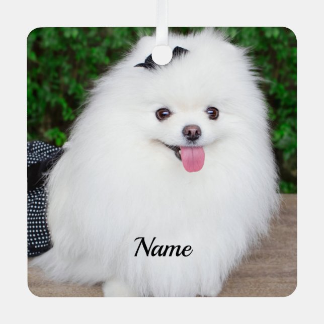 Adorno Metálico Adorable Perro de Cachorro Blanco (Anverso)