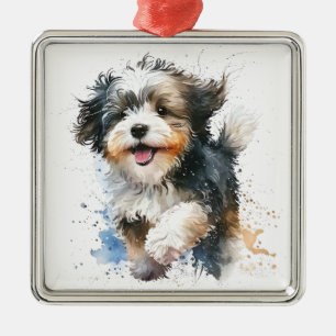 ADORNO METÁLICO ADORABLE SHAGGY HAVANESE PUPPY DOG