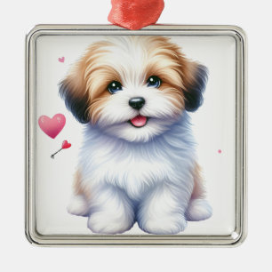ADORNO METÁLICO ADORABLE SHAGGY HAVANESE PUPPY DOG