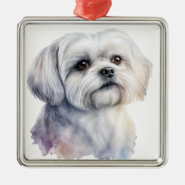 ADORNO METÁLICO ADORABLE TINY BLANCO PERRO DE PUBRE MALTESE