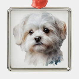 ADORNO METÁLICO ADORABLE TINY BLANCO PERRO DE PUBRE MALTESE