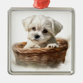 ADORNO METÁLICO ADORABLE TINY BLANCO PERRO DE PUBRE MALTESE