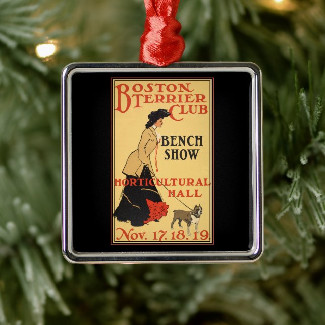 Adorno Metálico Afiche de época del salón de baile Boston Terrier  (Árbol)