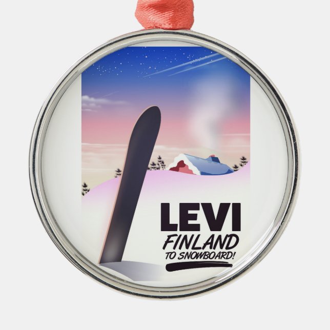 Adorno Metálico Afiche de viajes de Levi Finlandia Snowboarding (Frente)