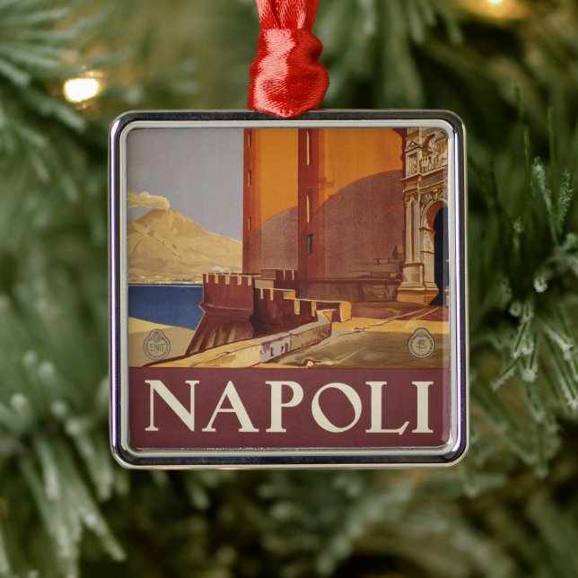 Adorno Metálico Afiche De Viajes Del Vesubio Y La Bahía De Nápoles (Árbol)