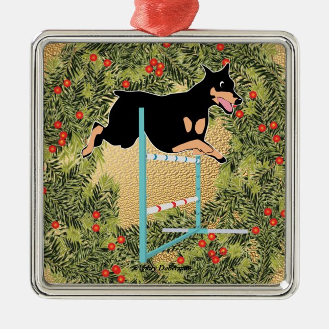 Adorno Metálico Agility Doberman (Frente)