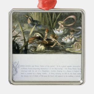 Adorno Metálico Agua-Lirios y hadas del agua, ilustracion de