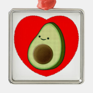 Adorno Metálico Aguacate lindo en el corazón rojo