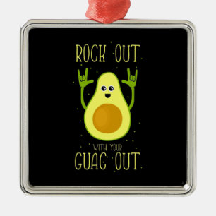 Adorno Metálico Aguacate Rock Out With Your Guac Out