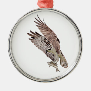 Adorno Metálico Águila pescadora con un pez