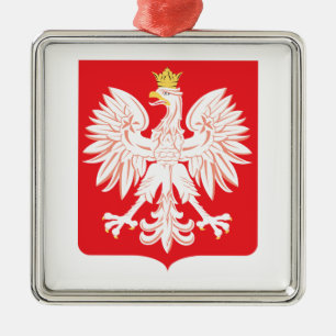 Adorno Metálico Águila Polaca Escudo Rojo