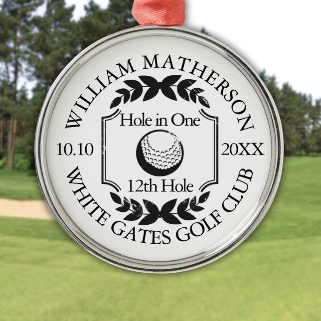 Adorno Metálico Agujero en un clásico golf personalizado (Hole in One Classic Personalized Golf Metal Ornament)