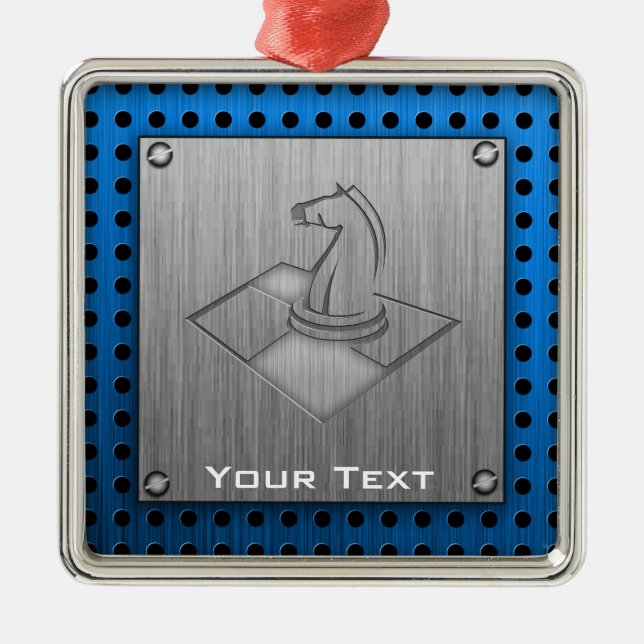 Adorno Metálico Ajedrez; Metal-mirada cepillada (Frente)