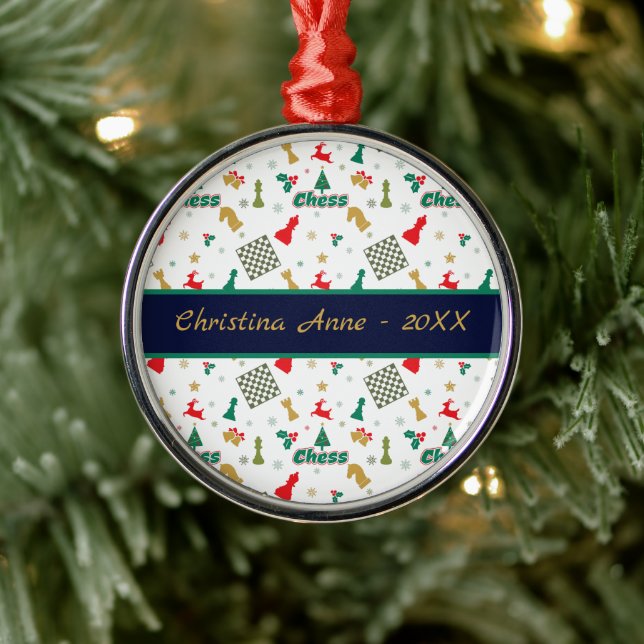 Adorno Metálico Ajedrez navidad - Trozos, árbol, holly, reno (Árbol)