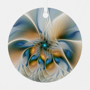 Adorno Metálico Alarmante, Abstracta Fantasía Fractal Art Con Azul