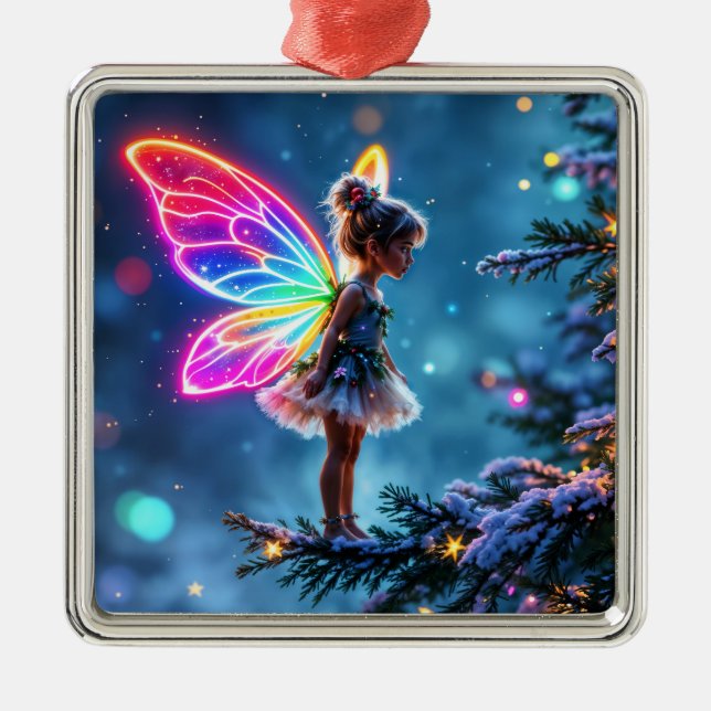 Adorno Metálico Alas de neón de gradiente de hadas de Navidades cu (Frente)