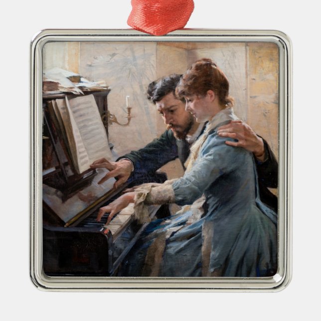 Adorno Metálico Albert Edelfelt - Jugando el piano (Frente)