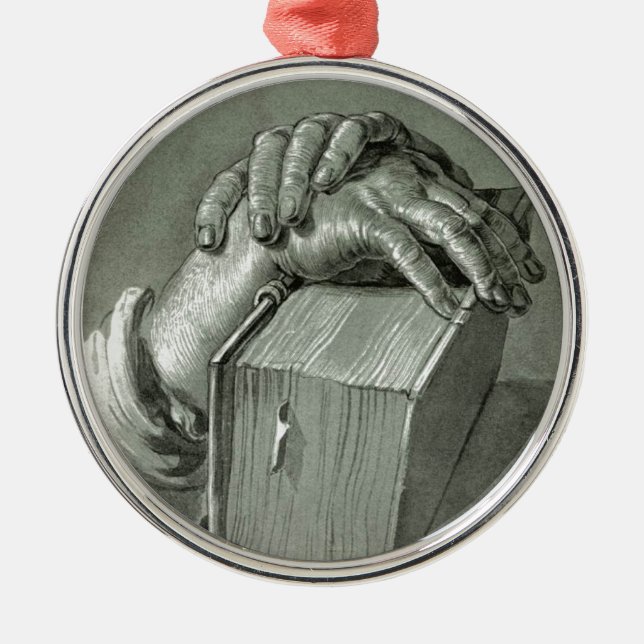 Adorno Metálico Albrecht Dürer Hand Study con la Biblia (Frente)