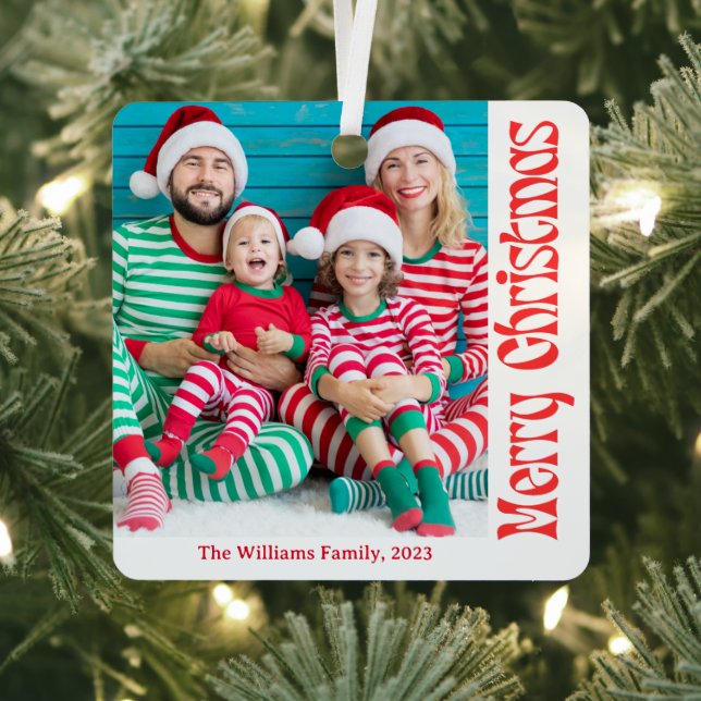 Adorno Metálico alegre navidad catalografía retro roja 2 fotos (in situ)