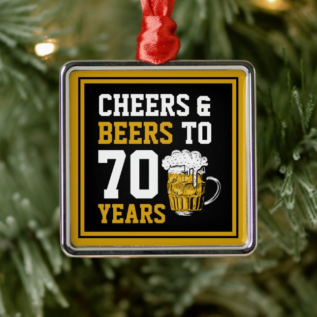 Adorno Metálico Alegría y cerveza de 70 años a 70 años divertidos (Árbol)