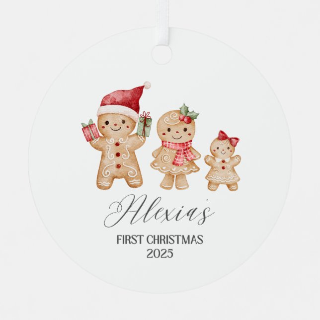Adorno Metálico Alexia Primera Navidad Personalizada del Bebé (Anverso)