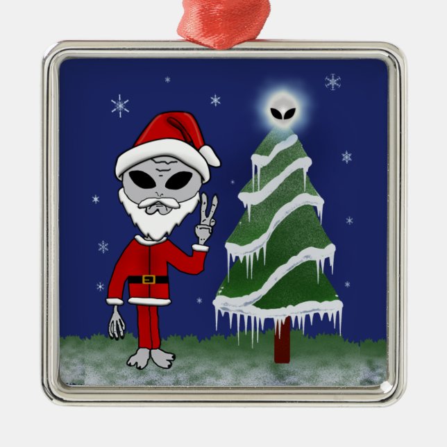 Adorno Metálico Alien Santa (Frente)