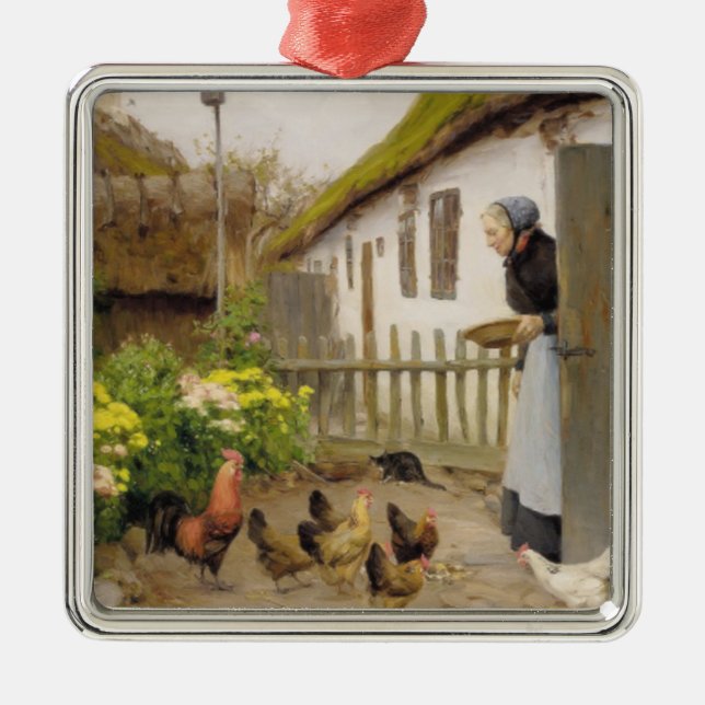 Adorno Metálico Alimentación de las gallinas (por H.A. Brendekilde (Frente)