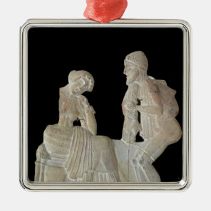 Adorno Metálico Alivio que representa Odiseo y Penélope