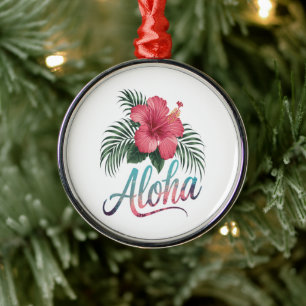 Adorno Metálico Aloha Islas Hawaianas Hawái Flor de Hibisco