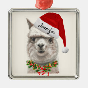 Adorno Metálico Alpaca sonríe AÑADIR NOMBRE Árbol De Navidad Ll