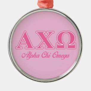 Adorno Metálico Alphi Chi Omega Letras Rosas
