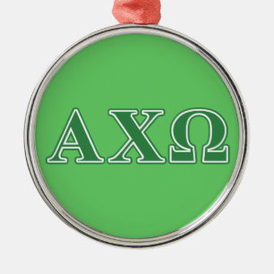Adorno Metálico Alphi Chi Omega Letras Verdes