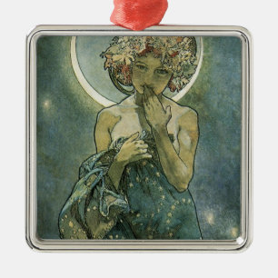 Adorno Metálico Alphonse Mucha Arte Nouveau Impresionante Mujer #1