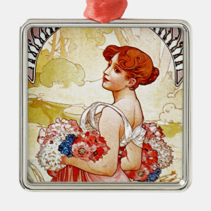 Adorno Metálico Alphonse Mucha Summer