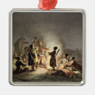 Adorno Metálico Alrededor del fuego del campo (litho del color)