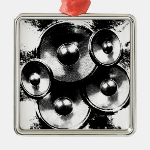 Adorno Metálico Altavoces de música en blanco y negro