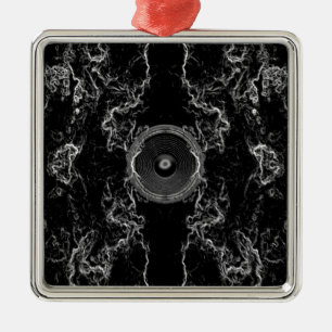 Adorno Metálico Altavoz de música en blanco y negro