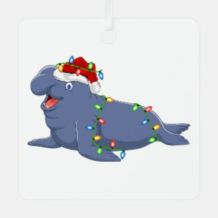 Adorno Metálico amante de la foca elefante xmas santa sello elefan