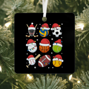 Adorno Metálico Amante de Santa Deportes Navidad Deporte Pelota Ju