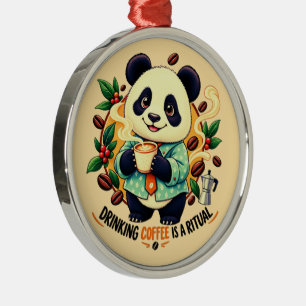 Adorno Metálico Amante del café Panda – Beber café es un ritual