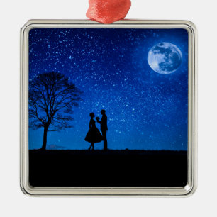 Adorno Metálico Amantes bajo luna llena