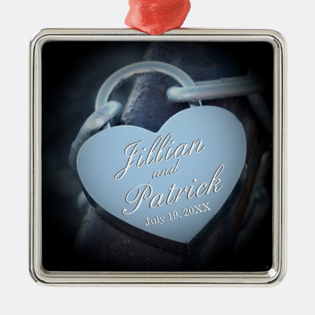 Adorno Metálico Amantes del enlace de la cadena grisácea plateada (Frente)