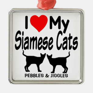 Adorno Metálico Amar a mis dos gatos siameses
